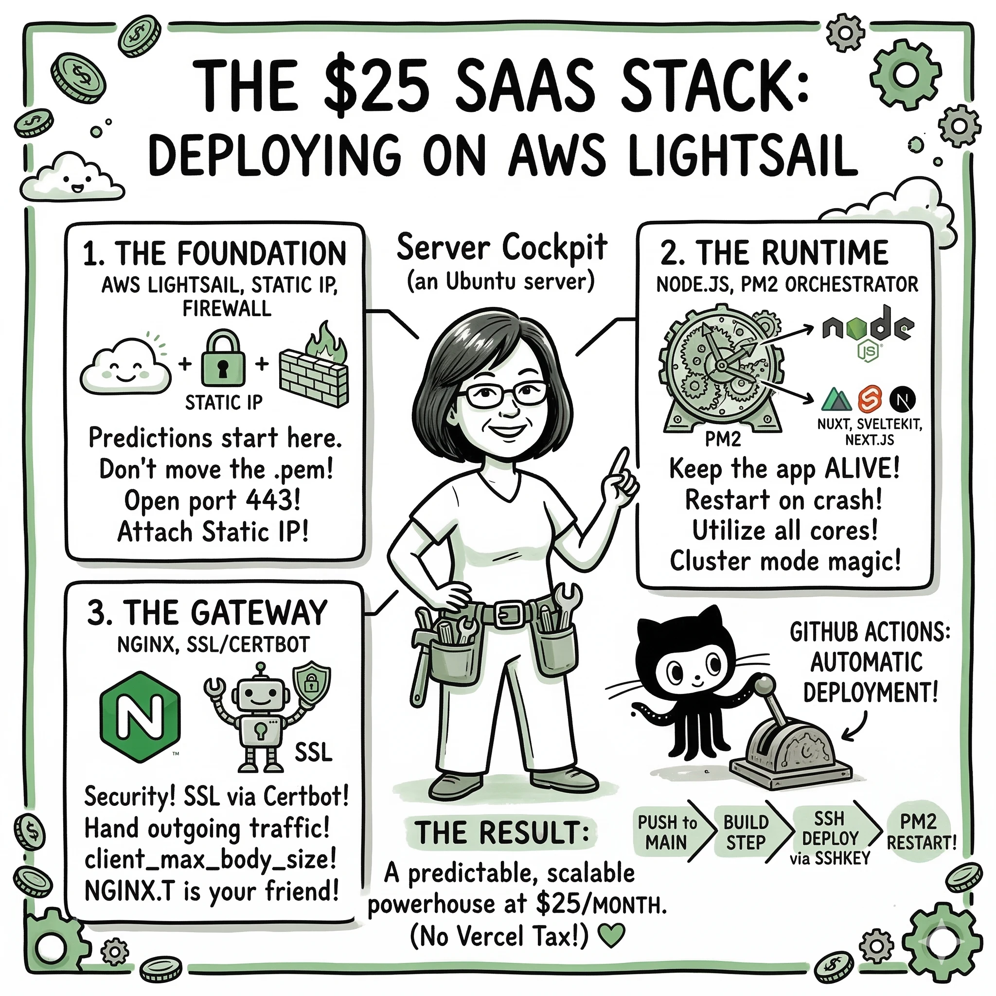 The $25 SaaS Stack: Deploying Nuxt, SvelteKit, or Next.js on AWS Lightsail