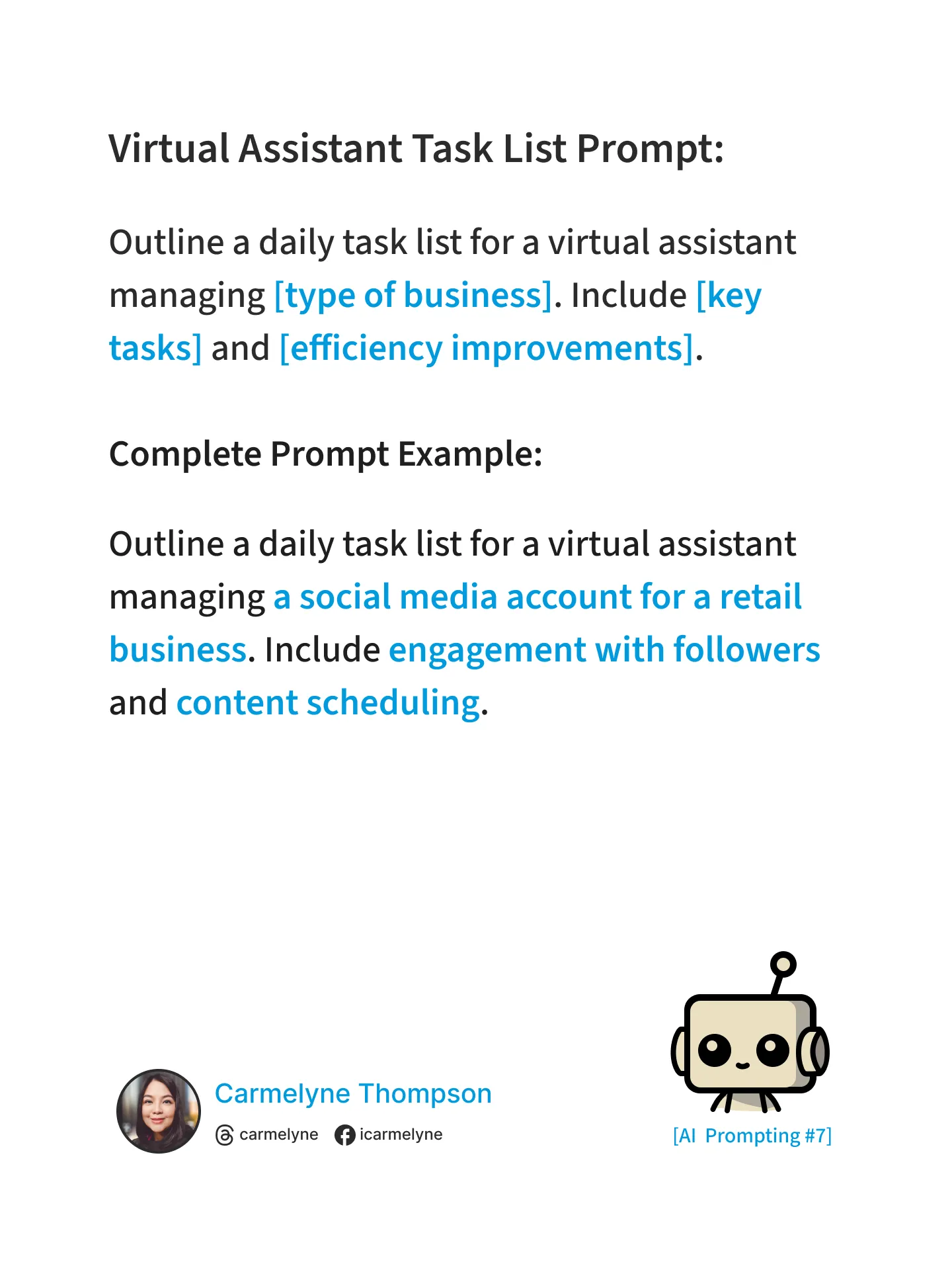 Virtual Assistant Task List Prompt