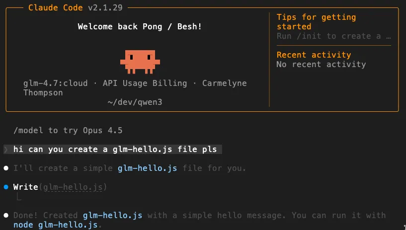 GLM 4.7 on Claude CLI