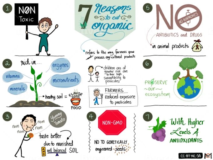 7 Reasons to Eat Organic (Sketchnotes by Carmelyne)
